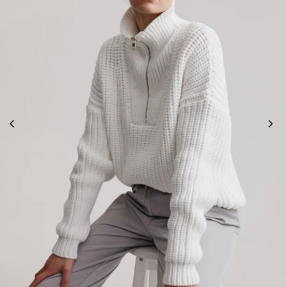 New Varley Natalia Half-Zip Long Sleeve Oversized White Pullover Sweater NWT Med - Picture 4 of 17
